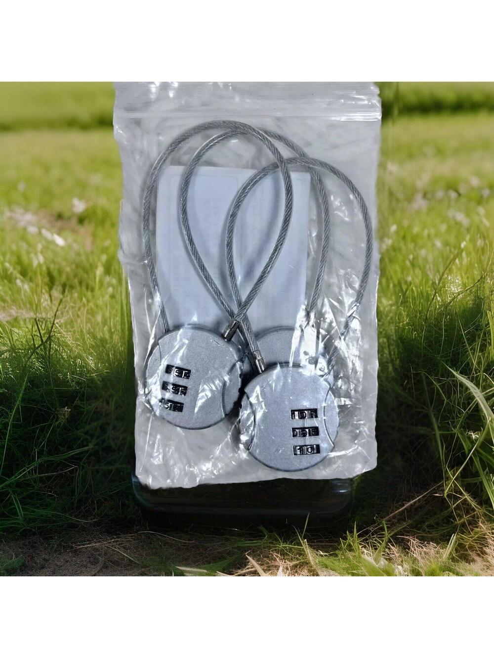 3Pcs Small Combination Lock 3 Digit Luggage Padlock with 8 Inch Wire Black/STURD